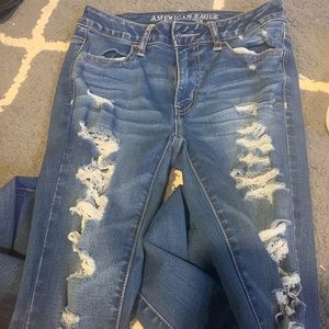 American Eagle blue ripped jeans